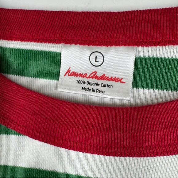 Hanna Andersson Green Stripe Pajama Set Size L Organic Cotton Comfy Sleepwear - Picture 6 of 15